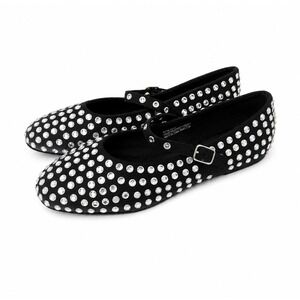 A New Day Issa Rhinestone Mary Jane Ballet Flats Black Sparkle Women Size 8